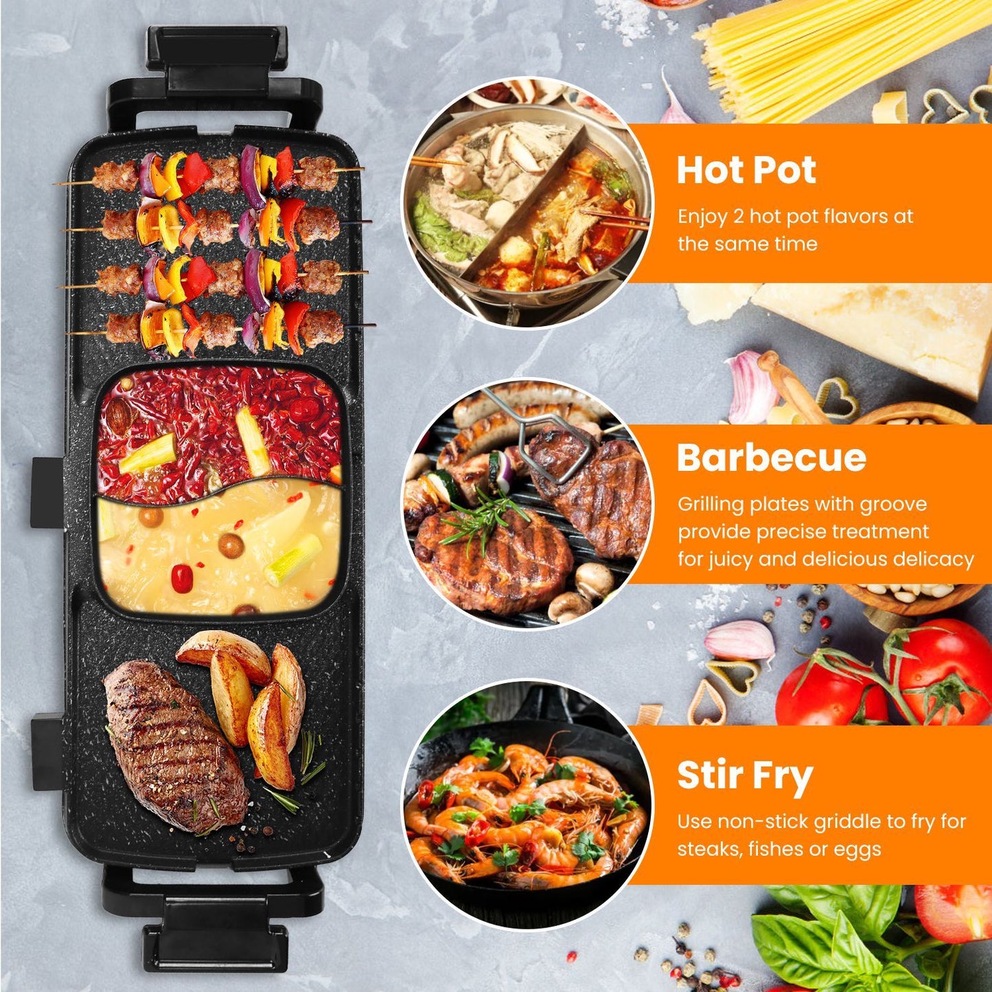 Shabu Shabu Hot Pot Combo 2 In 1 Electric Hot Pot With Grill