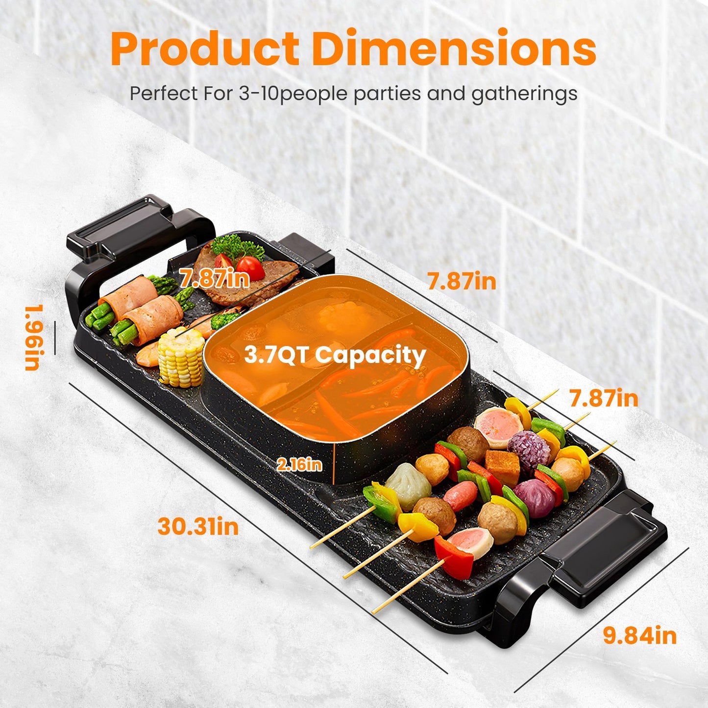 Shabu Shabu Hot Pot Combo 2 In 1 Electric Hot Pot With Grill