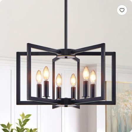 Geometric 8-Light / 6-Light Chandelier, Black or Gold