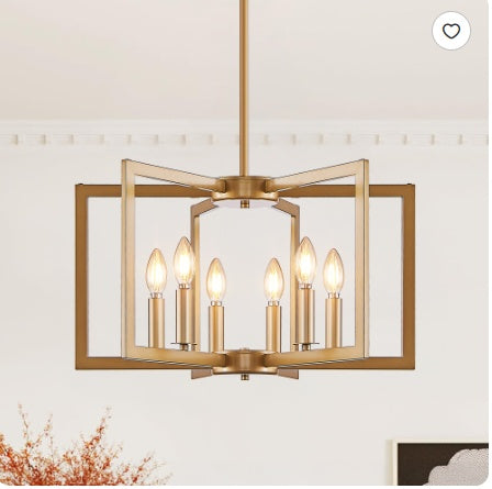 Geometric 8-Light / 6-Light Chandelier, Black or Gold