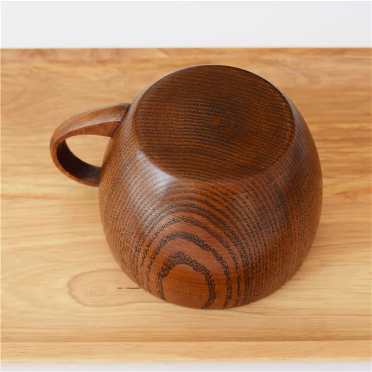 Handle Coffee Wooden Cup - Whole Ziziphus Wood Mug