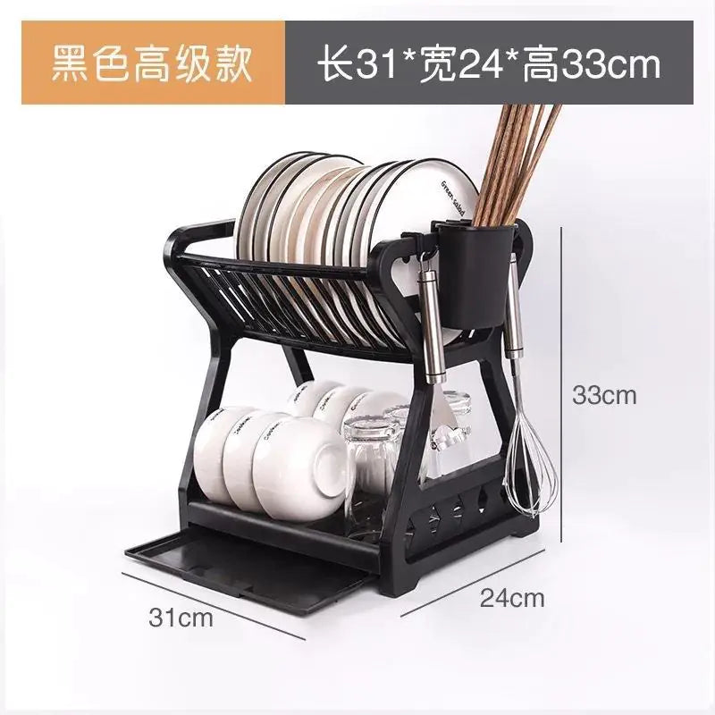 Two-Tier Kitchen Storage Rack for Bowls and Utensils