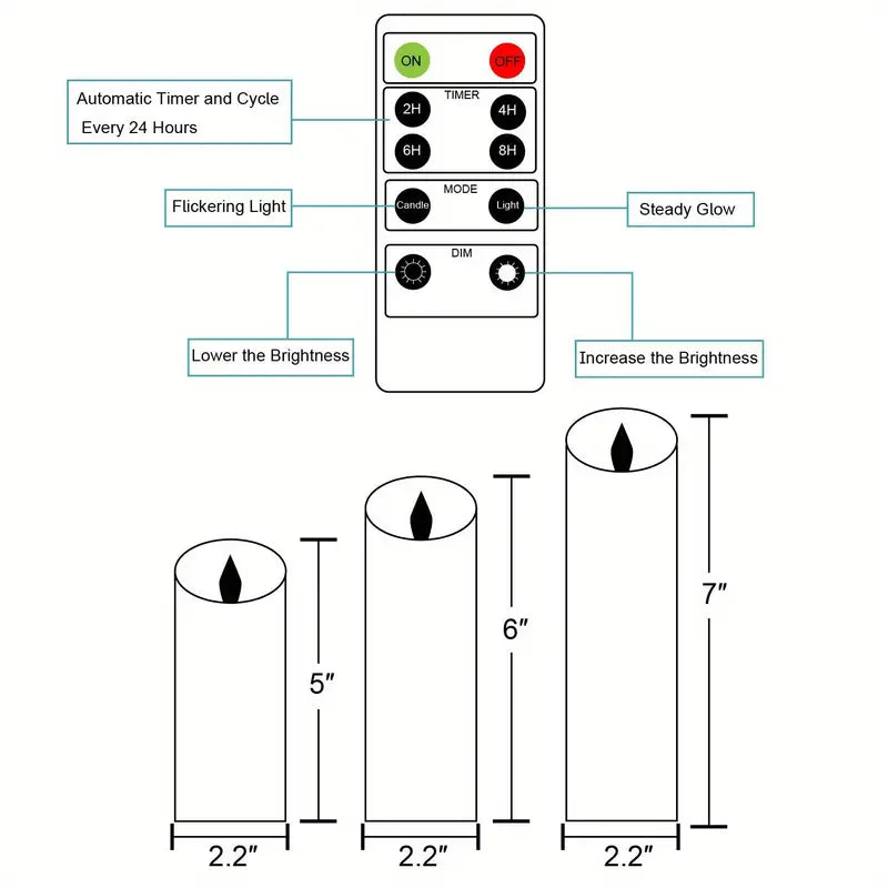 10pcs Battery Operated LED Pillar Candles with Timer