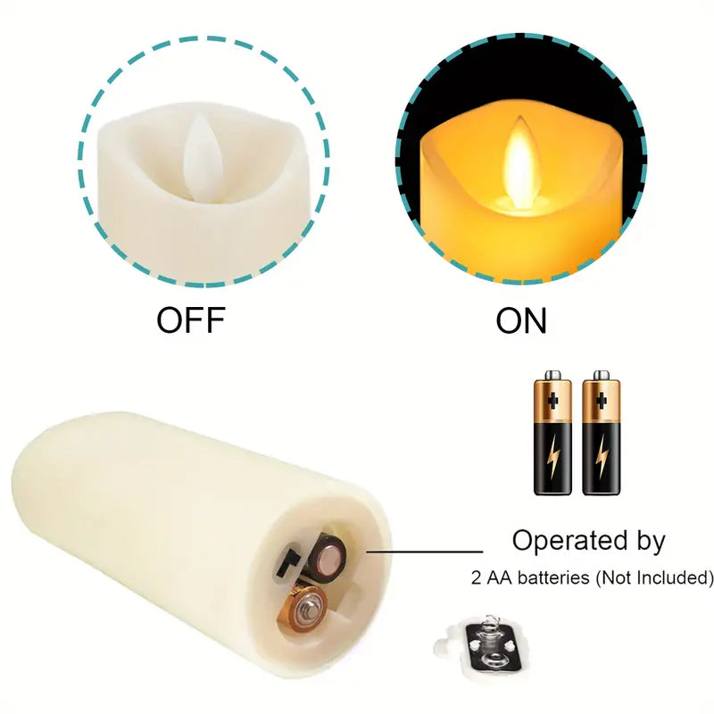 10pcs Battery Operated LED Pillar Candles with Timer