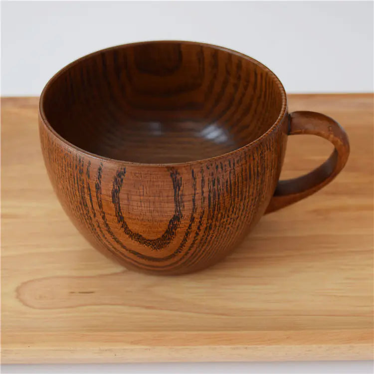 Handle Coffee Wooden Cup - Whole Ziziphus Wood Mug