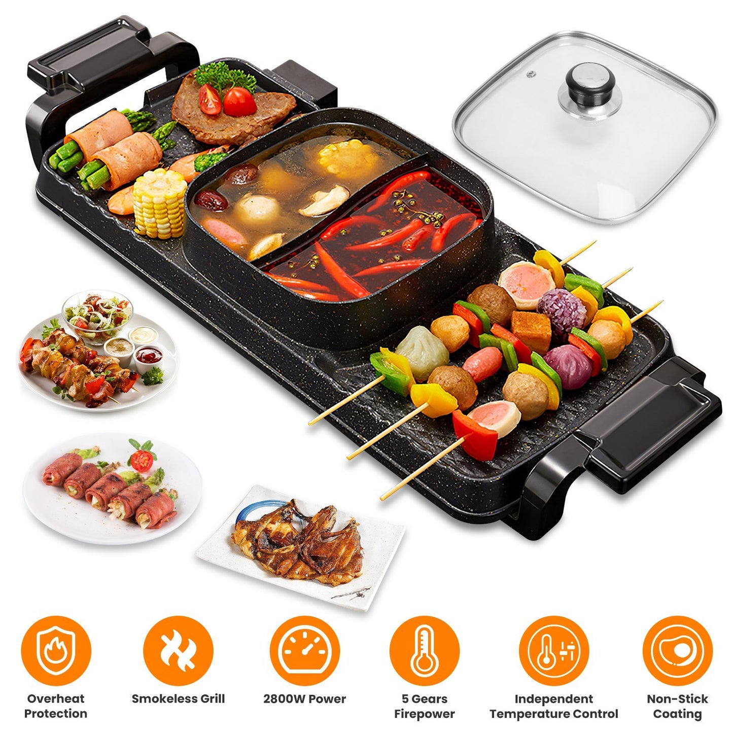 Shabu Shabu Hot Pot Combo 2 In 1 Electric Hot Pot With Grill