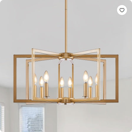 Geometric 8-Light / 6-Light Chandelier, Black or Gold
