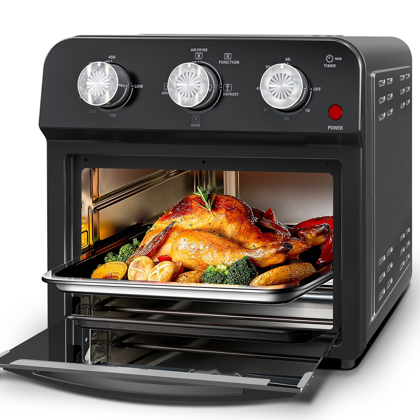 12.5 Qt Air Fryer With Advanced Multi-Function Cooking Grill, Air Fry, Defrost, Bake, Dual Knob Control