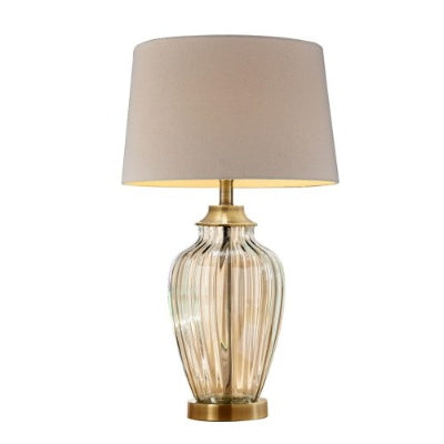 28.5 Tall Glass Table Lamp Golden Gaze With Antique Bronze Finish, Linen Shade