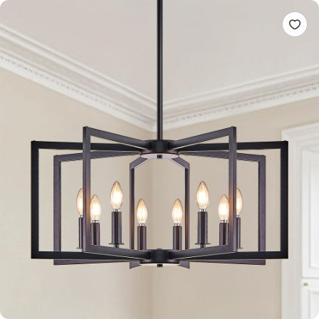 Geometric 8-Light / 6-Light Chandelier, Black or Gold
