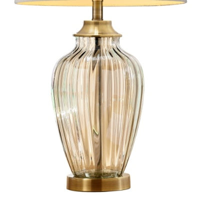 28.5 Tall Glass Table Lamp Golden Gaze With Antique Bronze Finish, Linen Shade