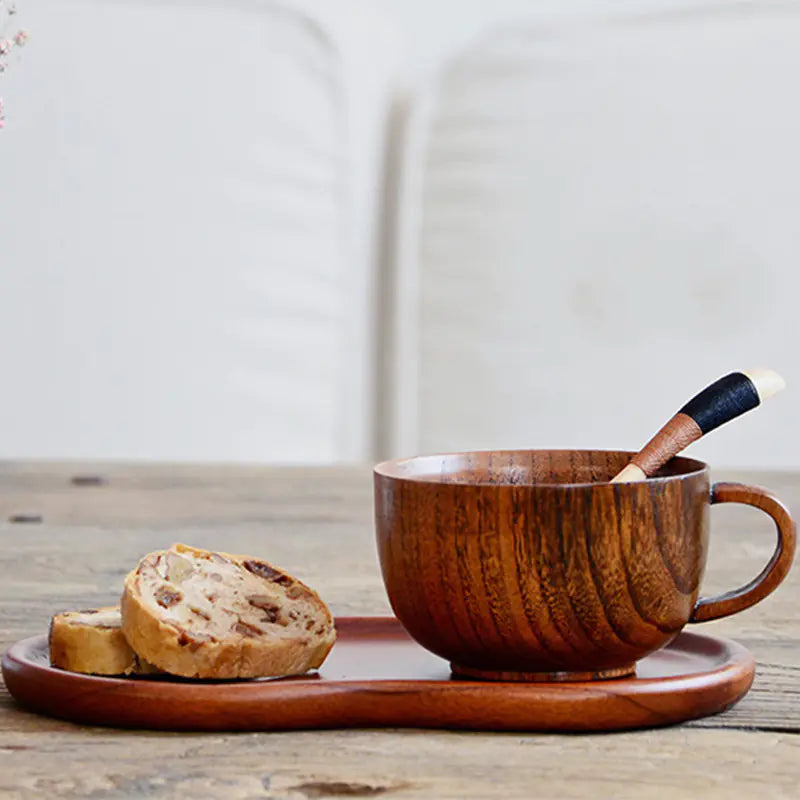 Handle Coffee Wooden Cup - Whole Ziziphus Wood Mug