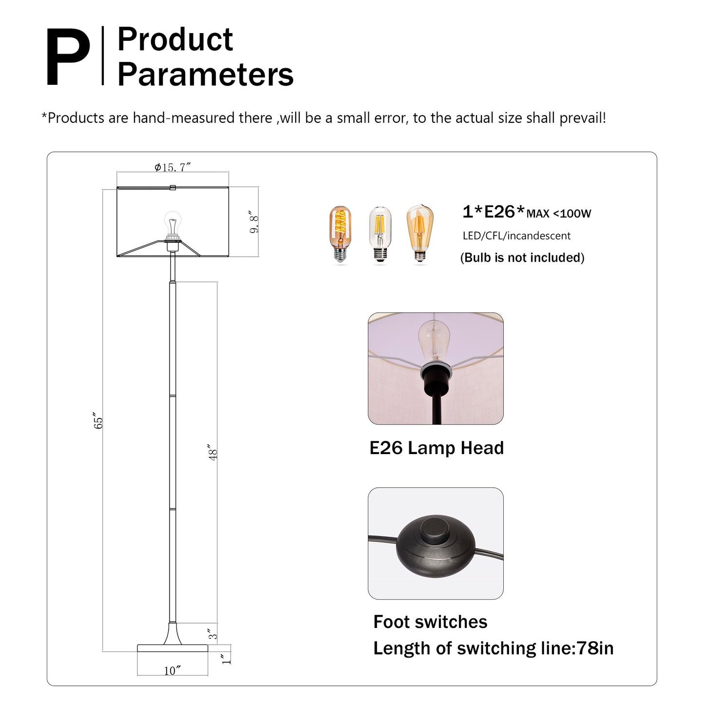 Tall Industrial Floor Lamp With Beige Lampshade, Black & Matte Gold