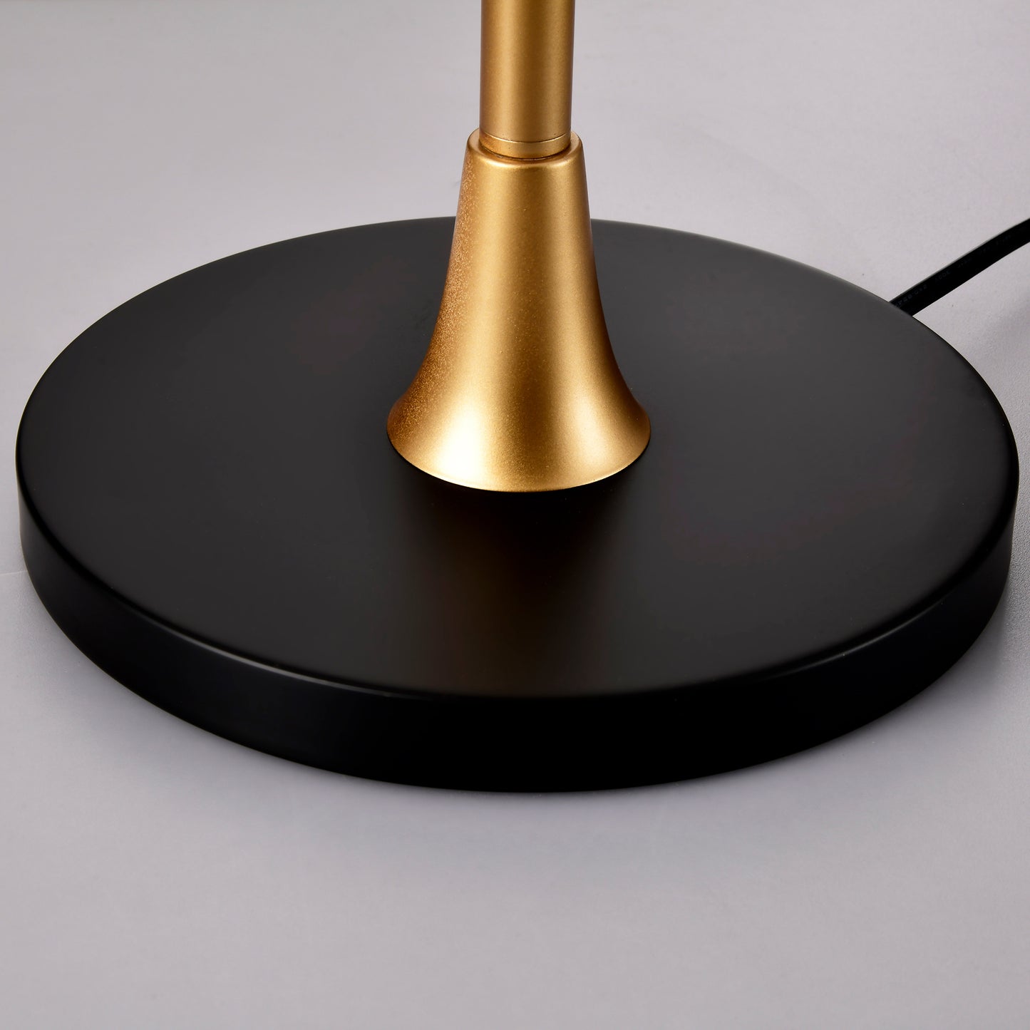 Tall Industrial Floor Lamp With Beige Lampshade, Black & Matte Gold