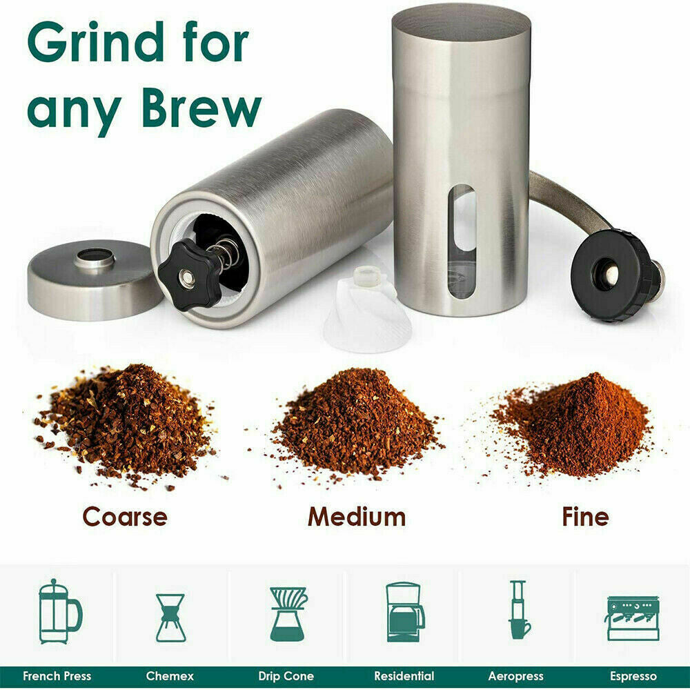 Hand Crank Conical Burr Grinder Coffee Beans Mill Muller Stainless Steel