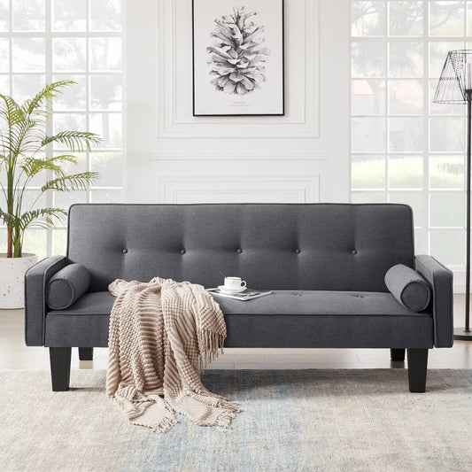 Mid-Century Inspired Love Seat Sofa, With Pillows