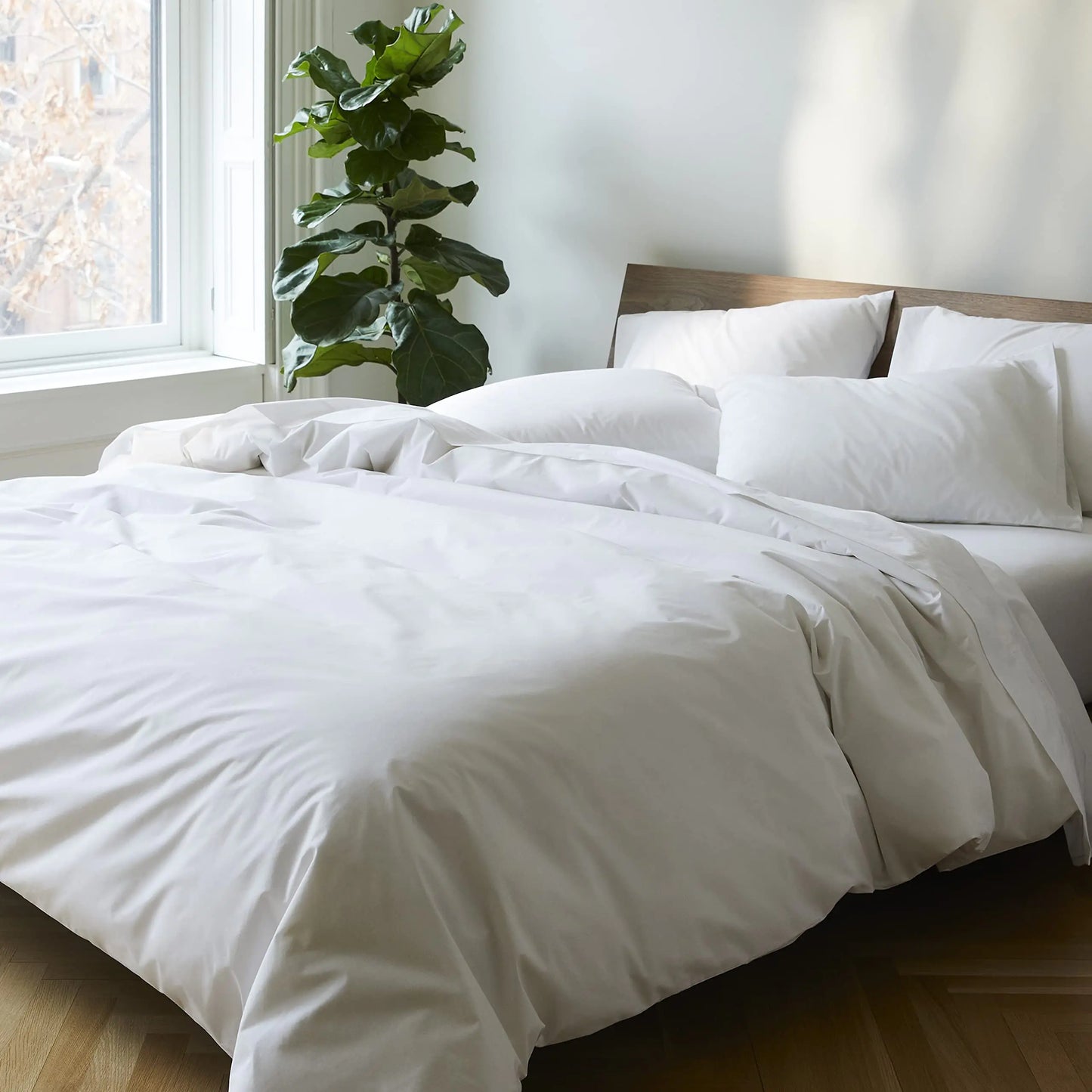 Brooklinen Cool Cotton Percale Duvet - Full/Queen Size White, Eco-Friendly & Easy-Care