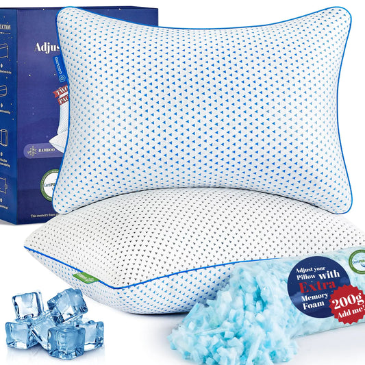 CoolTouch Memory Foam Pillow Set - Adjustable & Breathable