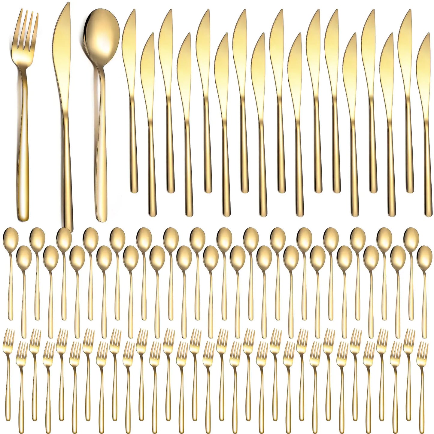 Lemosae 240 Pcs Gold Silverware Set, Service for 80