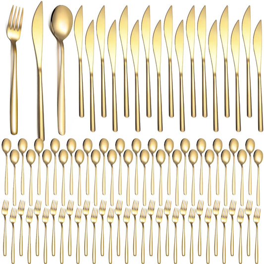 Lemosae 240 Pcs Gold Silverware Set, Service for 80
