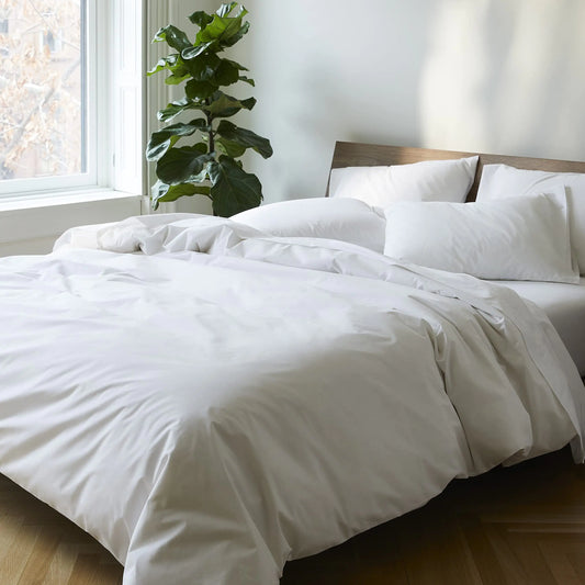 Brooklinen Cool Cotton Percale Duvet - Full/Queen Size White, Eco-Friendly & Easy-Care