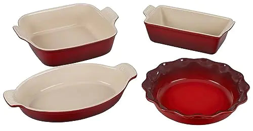 Le Creuset Stoneware 4 PC Heritage Bakeware Set Cerise